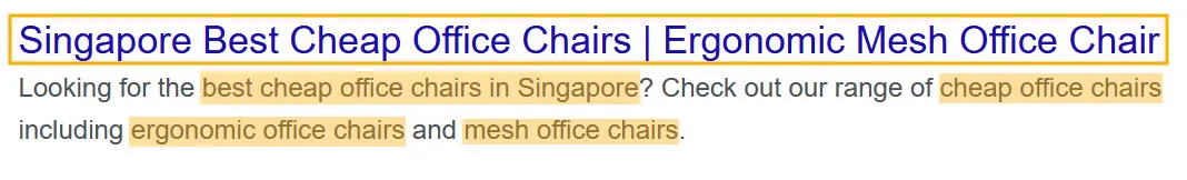Example of keyword stuffing in the meta title and description